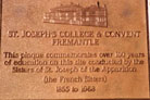 Commemorative plaque at St Joseph's Fremantle