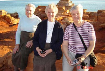 Srs Benedicta and Margaret Mary in Broome as guests of Srs of St John of God celebrating their 100 years of service in the Kimberley.
