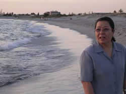 Sr Noelline visits the beach on a hot summer evening.