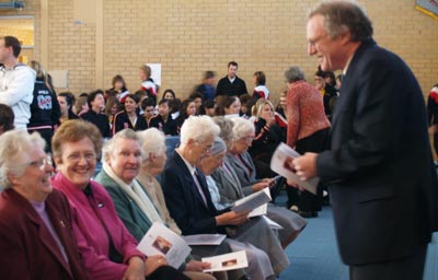 Srs with Principal at Seton Day Mass '08