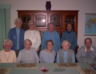 Foundation community at De Vialar House- (back) Srs Gabriel, Liguori, Irene, Canisius; (front) Srs Kathleen, Camille, Joseph, Olivera, Aemelia.