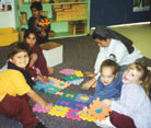 Sister with school children