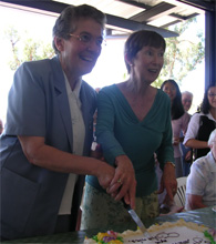 Sr Angela Cuts the Cake at the Farewell to Kwinana '05