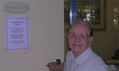 Sr Cecilia at her pastoral care work in Hubery Nursing Home