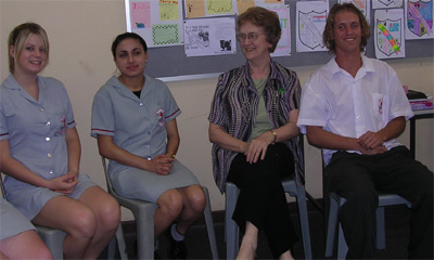 Sr Elizabeth talks with Yr 12 Students at Seton College.