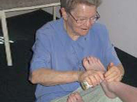 Sr Anne Marie donates her Reflexology skills at St Pat's Care Centre in Fremantle.